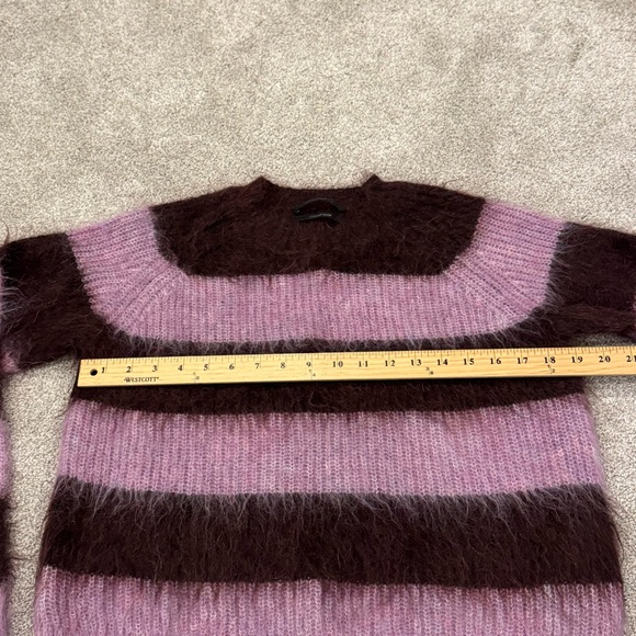 ALLSAINTS lou brushed mohair crewneck purple & brown size Medium like new - Picture 7 of 8
